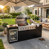 Cherylife NG 85-Inch 4-Burner 72,000 BTU Natural Gas Grill Island – Outdoor Kitchen with Wine Cooler, Refrigerator, Rotisserie, Stainless Steel Countertop & Storage