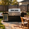 Cherylife NG 82-Inch 6-Burner 72,000 BTU Natural Gas Grill Island – Outdoor Kitchen with Wine Cooler, Refrigerator, Rotisserie, Stainless Steel Countertop & Storage