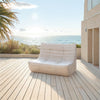 5 Piece Beige Outdoor Compressed Foam Loveseat Sofa Chairs and Table Set