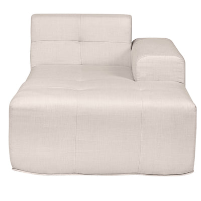 4 Piece Beige Outdoor Compressed Foam Sectional Sofa Lounger and Table Set