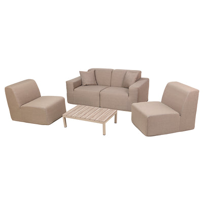 4 Place SeatingBrown Outdoor Compressed Foam Sectional Sofas and Ottoman Set