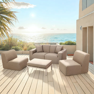 4 Place SeatingBrown Outdoor Compressed Foam Sectional Sofas and Ottoman Set