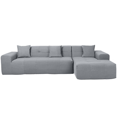 4 Piece Gray Outdoor Compressed Foam Sectional Sofa Lounger and Table Set
