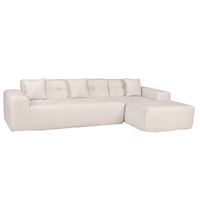 4 Piece Beige Outdoor Compressed Foam Sectional Sofa Lounger and Table Set