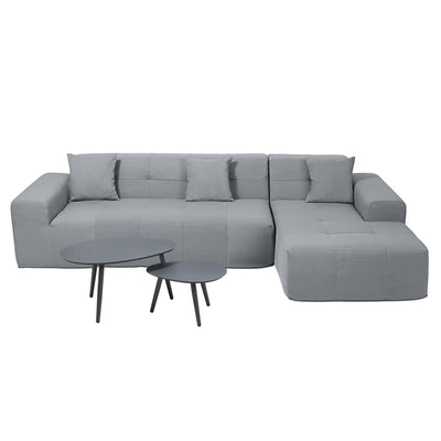 4 Piece Gray Outdoor Compressed Foam Sectional Sofa Lounger and Table Set