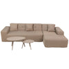 4 Piece Brown Outdoor Compressed Foam Sectional Sofa Lounger and Table Set