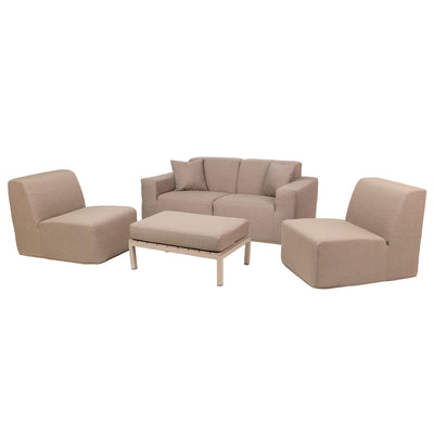 4 Place SeatingBrown Outdoor Compressed Foam Sectional Sofas and Ottoman Set