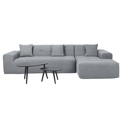 4 Piece Gray Outdoor Compressed Foam Sectional Sofa Lounger and Table Set