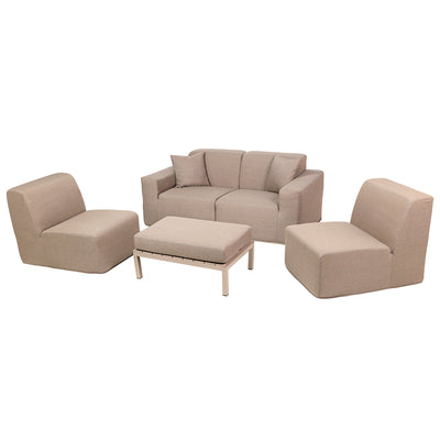 4 Place SeatingBrown Outdoor Compressed Foam Sectional Sofas and Ottoman Set