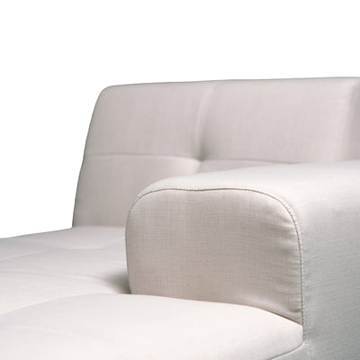 4 Piece Beige Outdoor Compressed Foam Sectional Sofa Lounger and Table Set