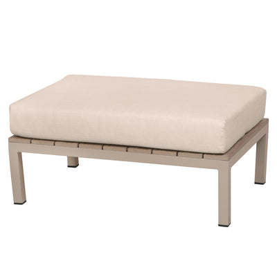 4 Place SeatingBeige Outdoor Compressed Foam Sectional Sofas and Ottoman Set