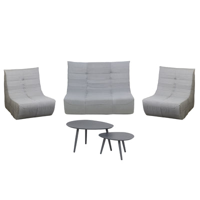 5 Piece Gray Outdoor Compressed Foam Loveseat Sofa Chairs and Table Set