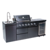 Cherylife S00006 NG 85-Inch 4-Burner 72,000 BTU Natural Gas Grill Island – Outdoor Kitchen with Refrigerator, Wine Cooler, Rotisserie, Granite Countertop & Sink