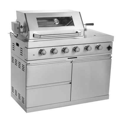 Cherylife 46-Inch 6-Burner 85,000 BTU Gas Grill Island – Stainless Steel Outdoor Kitchen with Rotisserie, Granite Countertops, Storage & ETL Certification