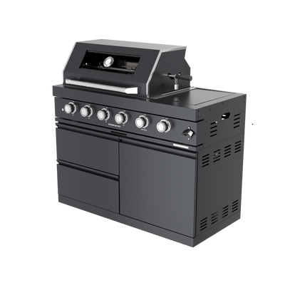 Cherylife NG 97-Inch 4-Burner 72,000 BTU Natural Gas Grill Island – Outdoor Kitchen with Wine Cooler, Refrigerator, Rotisserie, Granite Countertops & Storage