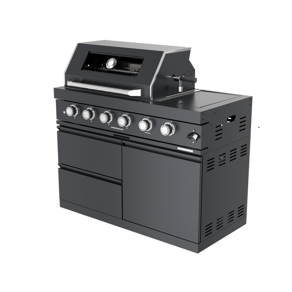 Cherylife NG 97-Inch 4-Burner 72,000 BTU Natural Gas Grill Island – Outdoor Kitchen with Wine Cooler, Refrigerator, Rotisserie, Granite Countertops & Storage