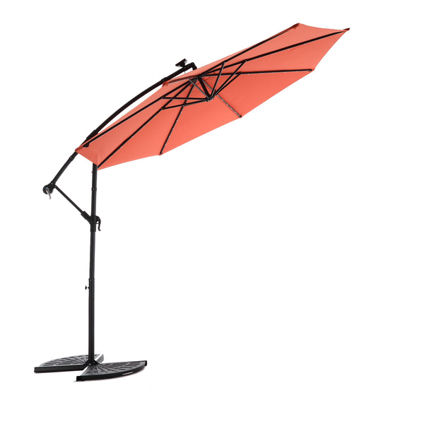 10ft Solar LED Offset Hanging Market Patio Umbrella (orange )(No Base) – CheryLife