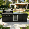 Cherylife 85-Inch 4-Burner 72,000 BTU Gas Grill Island – Outdoor Kitchen with Wine Cooler, Refrigerator, Rotisserie, Granite Countertops & Sink