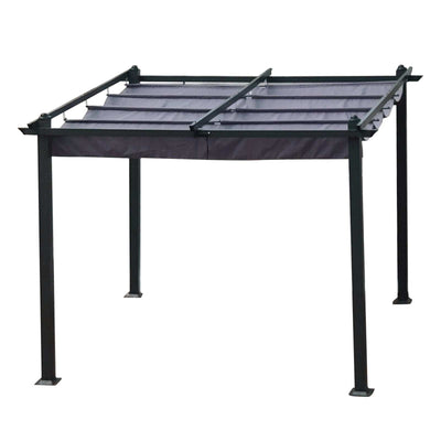 10x10 ft Aluminum Pergola With Canopy grey