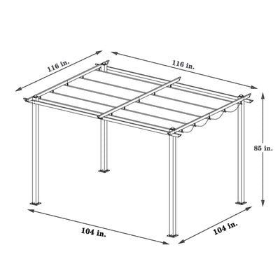 10x10 ft Aluminum Pergola With Canopy grey