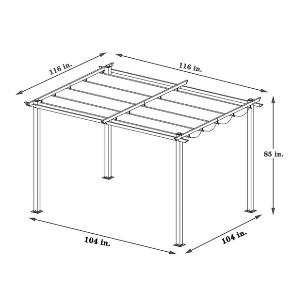 10x10 ft Aluminum Pergola With Canopy grey
