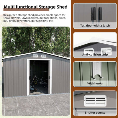 10x12 ft Metal Outdoor Storage Shed main 04