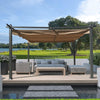 13 x 10 ft Aluminum Pergola With Canopy, Sun Shelter Retractable, Brown