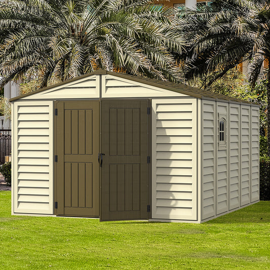 DuraMax 10×13 ft Plus Vinyl Storage Shed With Foundation
