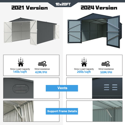 10x20 ft Metal Storage Shed Plus CheryLife