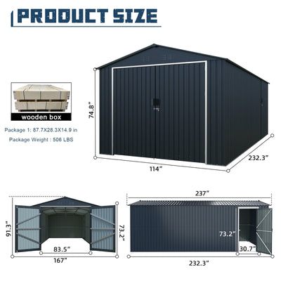 10x20 ft Metal Storage Shed Plus CheryLife