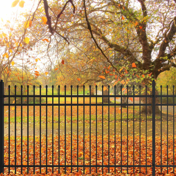 10x7 ft Steel Fence with 3 Rails, 30 Panels