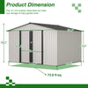 10x8 ft Metal Storage Shed white size