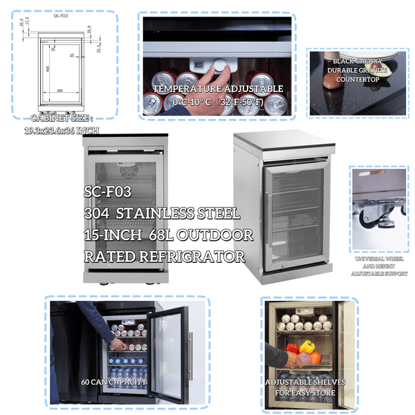 Cherylife 85-Inch 6-Burner 85,000 BTU Gas Grill Island – Outdoor Kitchen with Wine Cooler, Refrigerator, Rotisserie, Granite Countertops & Storage