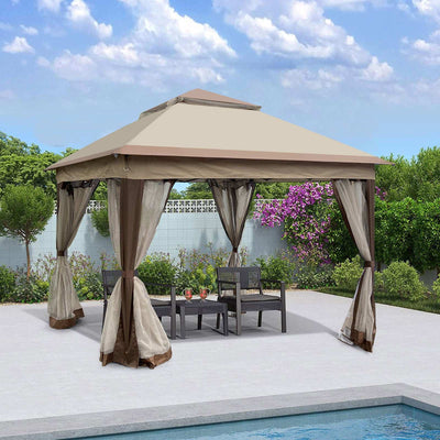 11 x 11 Ft Pop Up Gazebo Canopy Coffee - CheryLife