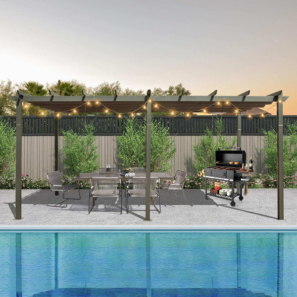 20x11 ft Outdoor Retractable Pergola With Canopy