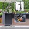 Cherylife SC2401A 85-Inch 85,000 BTU Natural Gas Grill Outdoor Kitchen Island – 6 Burner with Refrigerator, Wine Cooler, 32” Rotisserie, Granite Countertop & Sink