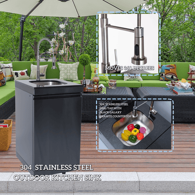 Cherylife SC2401A 85-Inch 85,000 BTU Natural Gas Grill Outdoor Kitchen Island – 6 Burner with Refrigerator, Wine Cooler, 32” Rotisserie, Granite Countertop & Sink