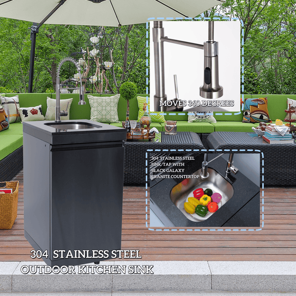 Cherylife SC2401A 85-Inch 85,000 BTU Natural Gas Grill Outdoor Kitchen Island – 6 Burner with Refrigerator, Wine Cooler, 32” Rotisserie, Granite Countertop & Sink