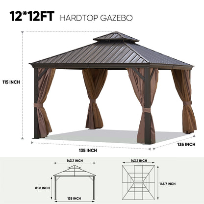 12x12 FT Patic Gazebo,Alu Gazebo with Steel Canopy