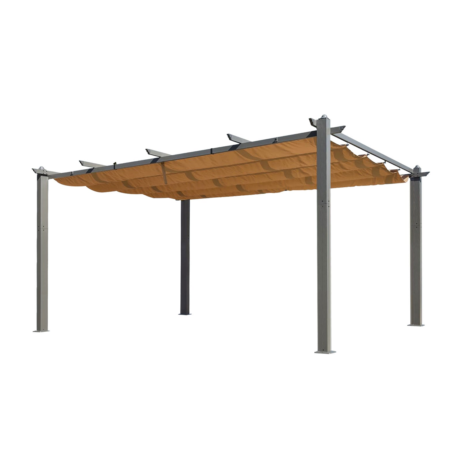 16x12 ft Aluminum Pergola with Retractable Canopy Sun Shade