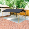 12x20 ft Hardtop Gazebo, Galvanized Steel Gable Roof Pavilion with Wood Grain Aluminum Frame