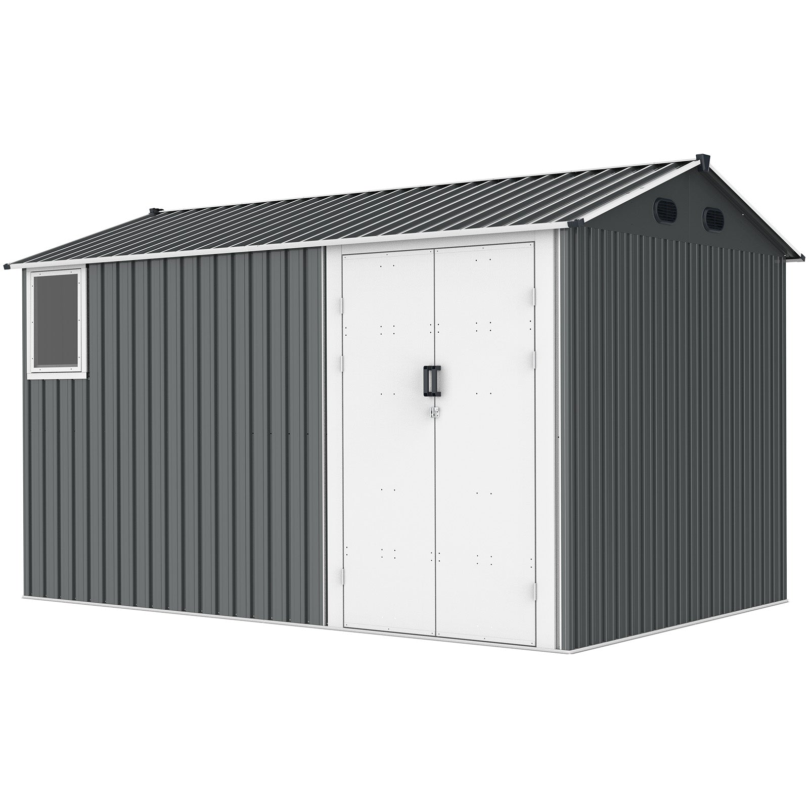 12x8 ft Metal Storage Shed with Foundation Kit, Tool Shed Storage House