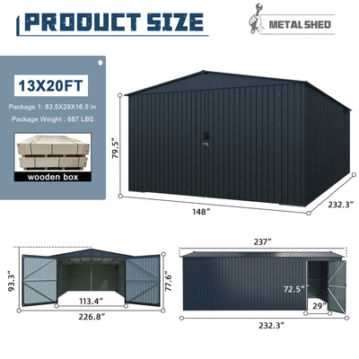 13x20 ft Metal Storage Shed Plus CheryLife