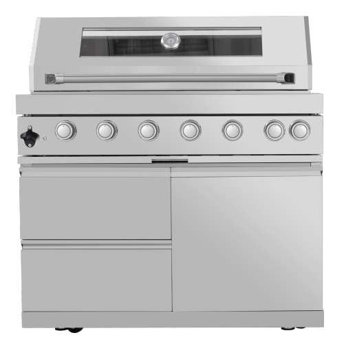 CheryLife 94-Inch 6-Burner 85000 BTU Outdoor Kitchen Gas Grill - 304 Stainless Steel BBQ Island with Wine Cooler, Fridge, Granite Countertops & Rotisserie