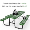 96" Expanded Metal Rectangular Picnic Table Set, Green - CheryLife