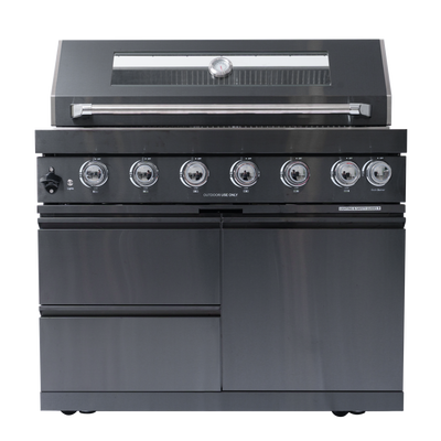 Cherylife SC2401A 85-Inch 85,000 BTU Natural Gas Grill Outdoor Kitchen Island – 6 Burner with Refrigerator, Wine Cooler, 32” Rotisserie, Granite Countertop & Sink