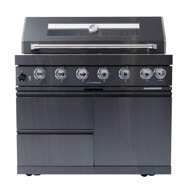 Cherylife SC2401A 85-Inch 85,000 BTU Natural Gas Grill Outdoor Kitchen Island – 6 Burner with Refrigerator, Wine Cooler, 32” Rotisserie, Granite Countertop & Sink