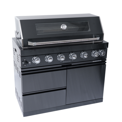 Cherylife SC2401A 85-Inch 85,000 BTU Natural Gas Grill Outdoor Kitchen Island – 6 Burner with Refrigerator, Wine Cooler, 32” Rotisserie, Granite Countertop & Sink