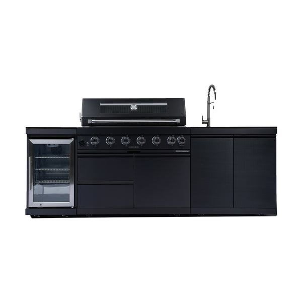 Cherylife S00042 NG 85-Inch 6-Burner 85,000 BTU Natural Gas Grill Island – Outdoor Kitchen with Refrigerator, Wine Cooler, Rotisserie & Granite Countertops