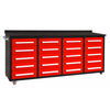 7ft Garage Storage Cabinets with Workbench (20 Drawers) Red